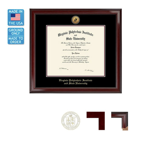 Virginia Tech Encore Diploma Frame: FREE GROUND SHIPPING!