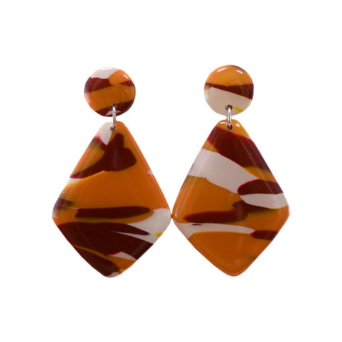 Maroon and Orange Torg Marbled Earrings