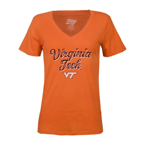Virginia Tech Women's Script V-Neck T-Shirt: Orange