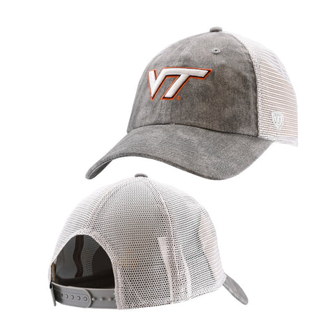 Virginia Tech Slate Snow Wash Meshback Hat by Top of the World