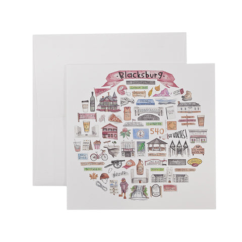 Blacksburg Icons Watercolor Notecard