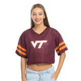 Virginia Tech Women's V-Neck Mesh Jersey: Maroon