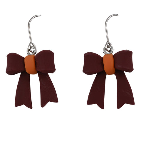 Maroon Large Bow Earrings