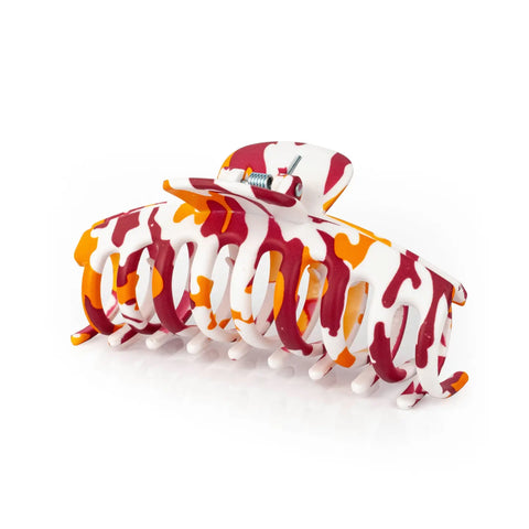 Maroon, Orange and White Claw Hair Clip