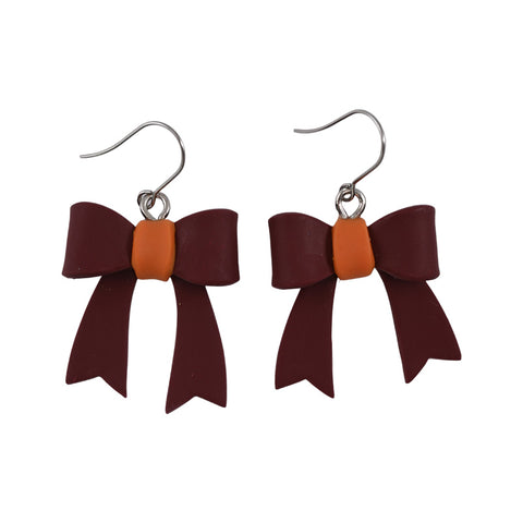 Maroon Small Bow Earrings