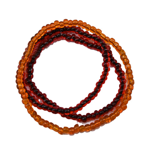 Maroon and Orange 3 Pack Seed Bead Stretch Bracelets