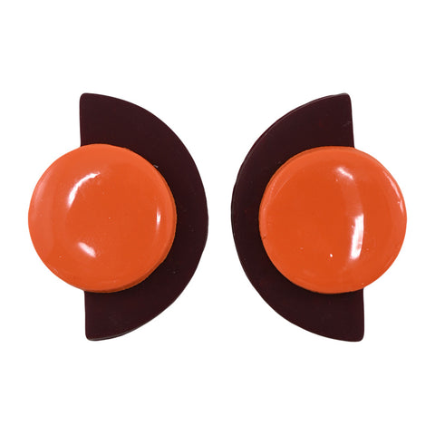 Maroon and Orange Stud Earrings