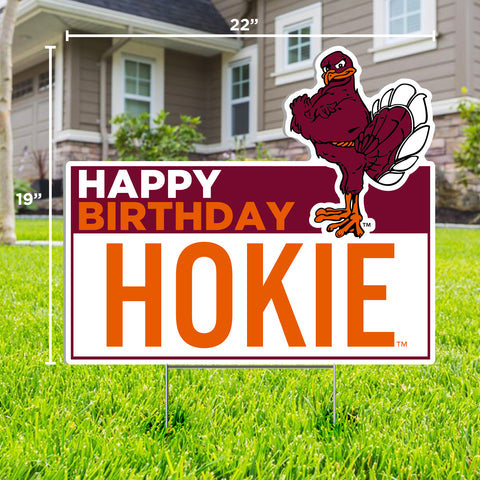 Virginia Tech Happy Birthday Hokie Lawn Sign