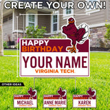 Virginia Tech Personalized Happy Birthday Lawn Sign