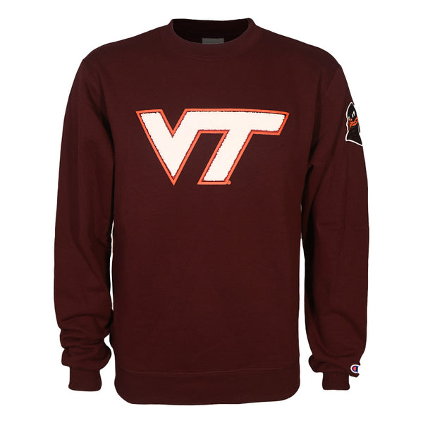 Virginia Tech Athletic VT Logo Chenille Crew Sweatshirt: Maroon by