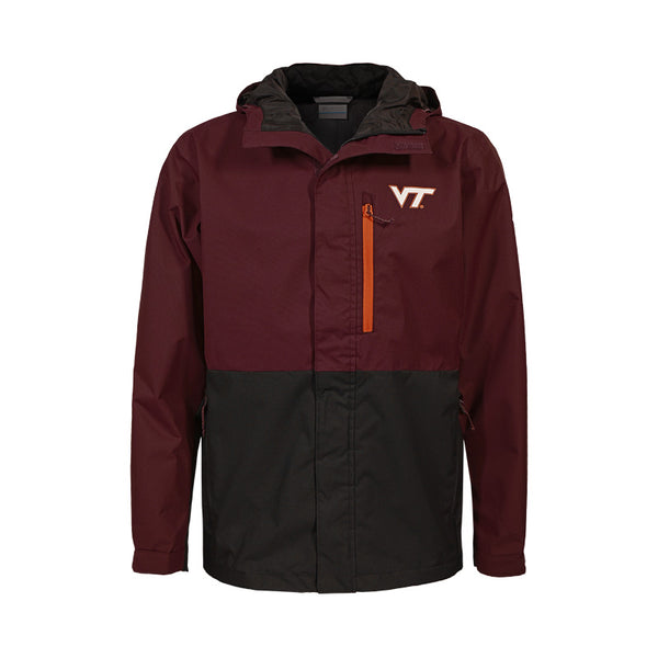 Virginia Tech Field Bound Rain Jacket by Columbia Maroon Extended Siz Campus Emporium