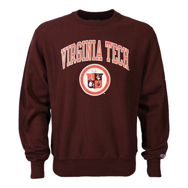 Virginia Tech Garment Dyed Reverse Weave University Seal Crew
