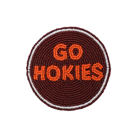 Virginia Tech Go Hokies Beaded Button