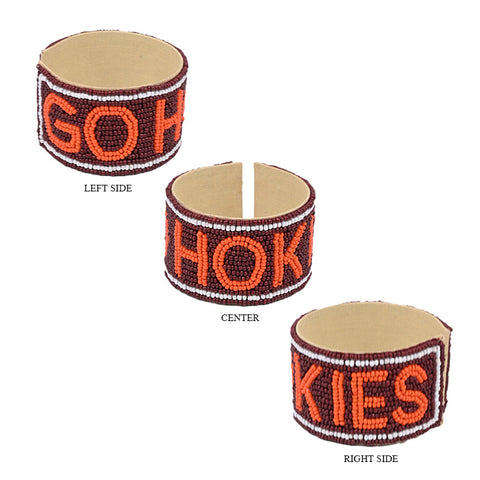 Virginia Tech Go Hokies Beaded Cuff Bracelet