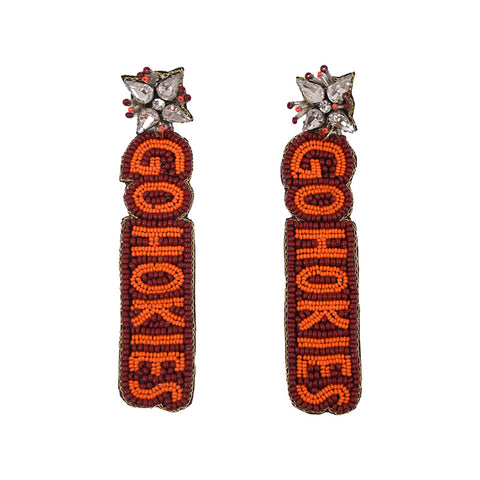 Virginia Tech Go Hokies Beaded Earrings