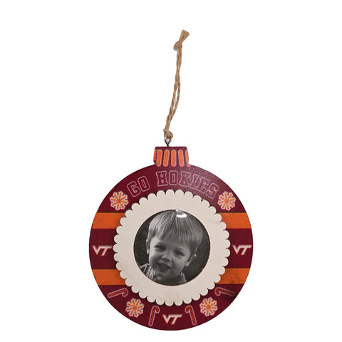 Virginia Tech Go Hokies Snowflake Wooden Photo Ornament