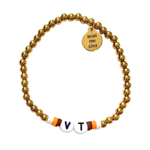 Virginia Tech Gold Tone Beaded Bracelet
