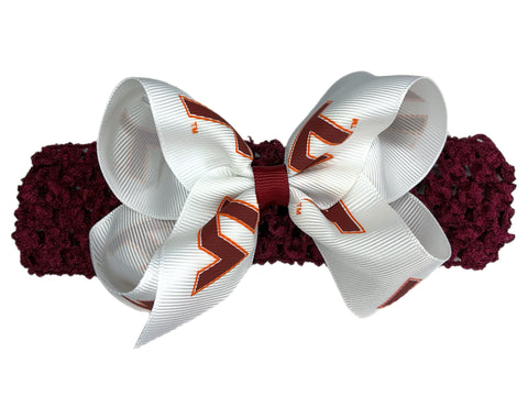 Virginia Tech Infant Crochet Headband with Logo Bow