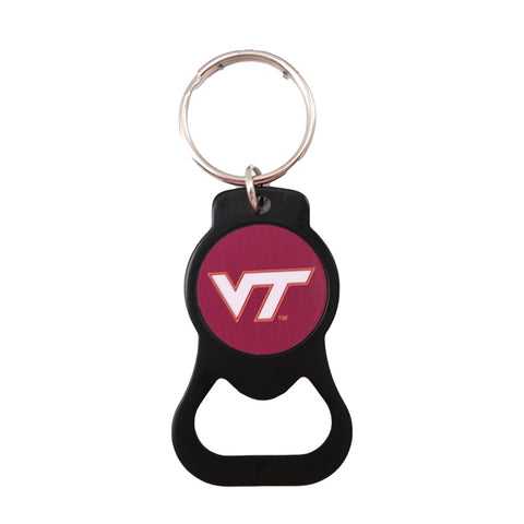 Virginia Tech Logo Bottle Opener Keychain: Black