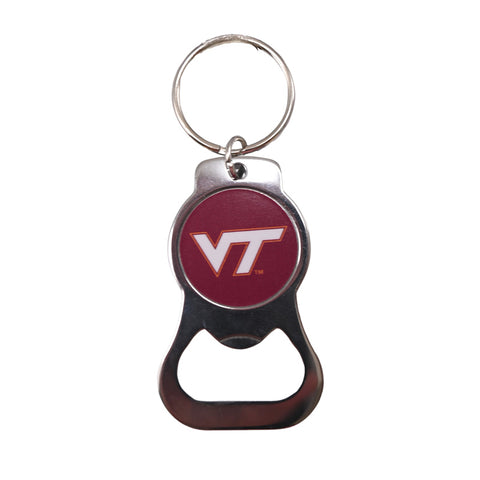 Virginia Tech Logo Bottle Opener Keychain: Silver