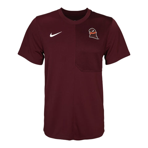 Virginia Tech Men's 2025 Dri-FIT UV Coaches Short-Sleeved Top: Maroon by Nike