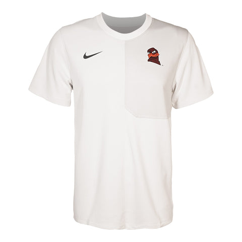 Virginia Tech Men's 2025 Dri-FIT UV Coaches Short-Sleeved Top: White by Nike