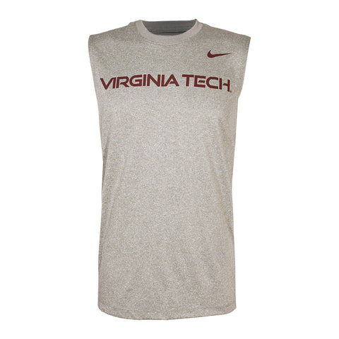 Virginia Tech Men's Dri-FIT Legend Wordmark Sleeveless Shirt: Heather Gray by Nike