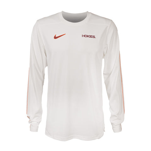 Virginia Tech Men's Dri-FIT UV Coaches Long-Sleeved Top: White by Nike