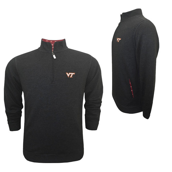 Virginia Tech Men's Logo-Lined Melange Zip Pullover by Horn Legend