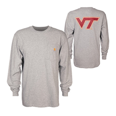 Virginia Tech Pocket Long-Sleeved T-Shirt: Heather Gray by Carhartt