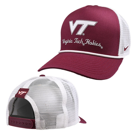Virginia Tech Rise Pinch Panel Rope Meshback Hat: Maroon by Nike