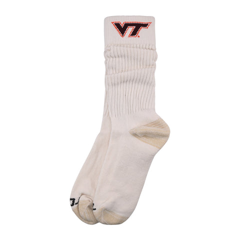 Virginia Tech Slouch Crew Sock: Off-White