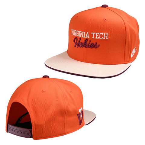 Virginia Tech Vault Script Flatbrim Snapback Hat by Nike