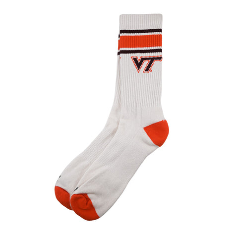 Virginia Tech Vintage Stripe Crew Sock: White