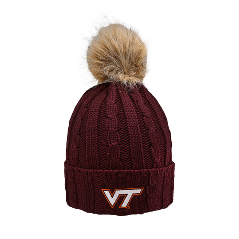 Virginia Tech Women's Alps Knit Faux Fur Pom Beanie