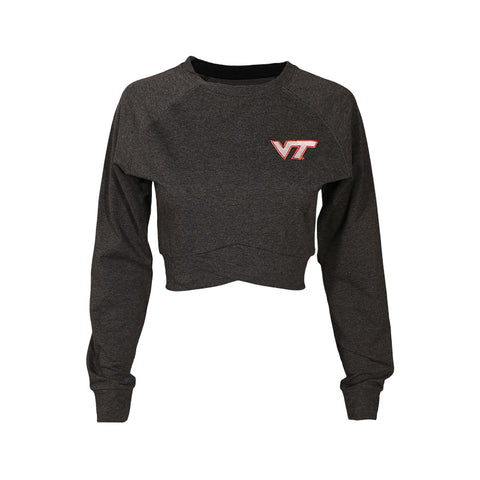 Virginia Tech Women's Elevation Long Sleeve Crop Top: Charcoal