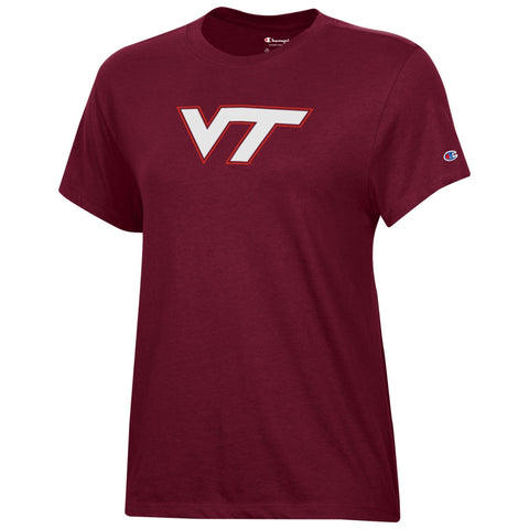 Virginia Tech Women's Logo Core T-Shirt: Maroon by Champion