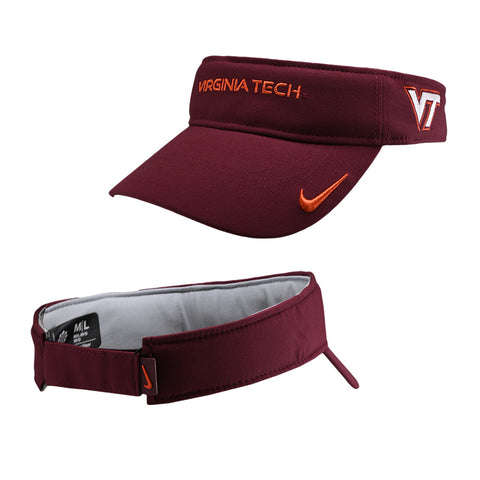 Virginia Tech Wordmark Ace Visor: Maroon by Nike
