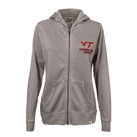 Virginia Tech Women's Full-Zip Hooded Sweatshirt: Light Gray