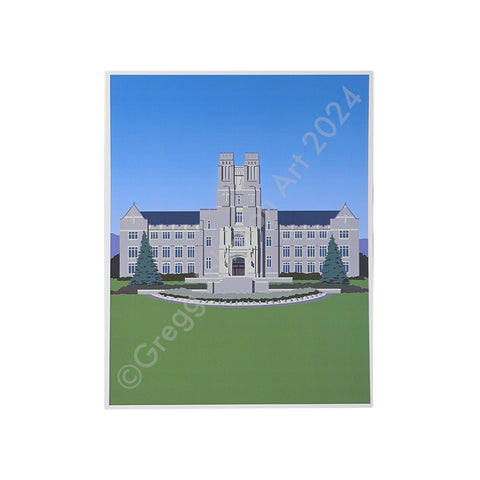 Burruss Hall Print Signature Building Art by Gregg Johnson