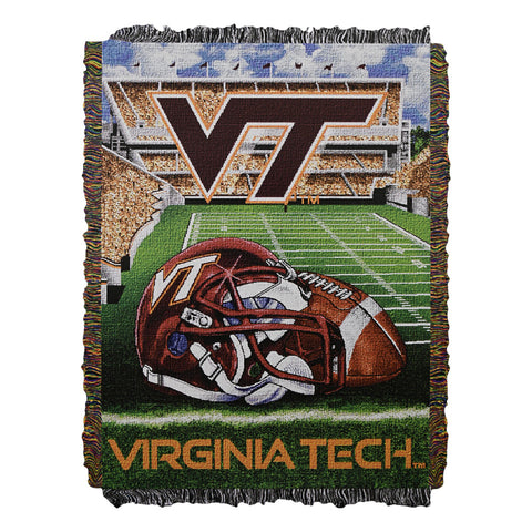 Virginia Tech Football Woven Tapestry Blanket