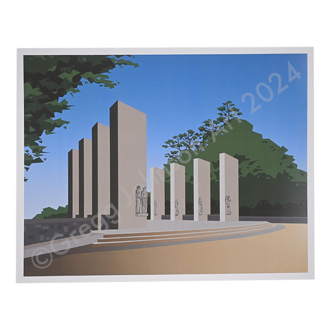 War Memorial in Spring Print Signature Building Art by Gregg Johnson