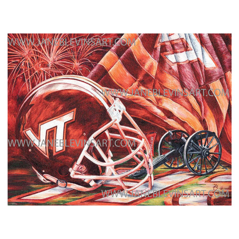 Virginia Tech "Touchdown Tech" Print by Jane Blevins