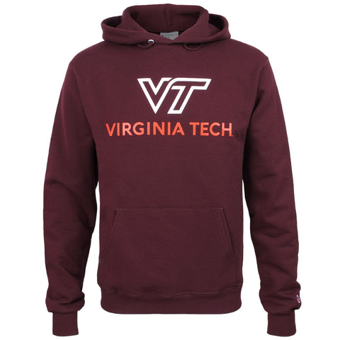 Virginia Tech University Logo Hooded Sweatshirt: Maroon by Champion