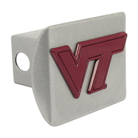 Virginia Tech Hitch Cover: Maroon on Brushed Chrome