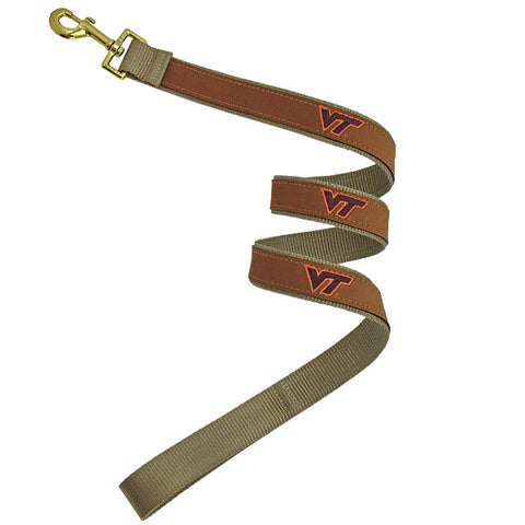 Virginia Tech 4' Leather Dog Leash