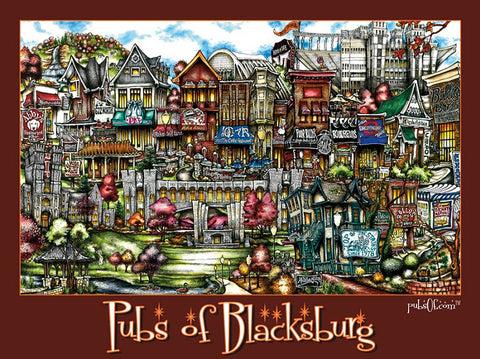 Pubs of Blacksburg Poster: Maroon Border