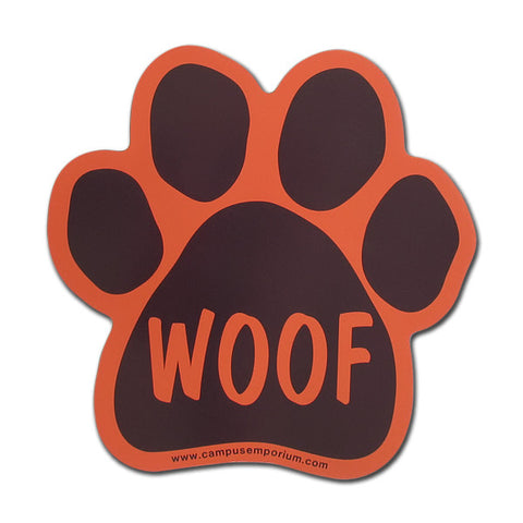 Maroon and Orange Woof Paw Magnet