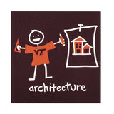 Virginia Tech College Stick Figure Refrigerator Magnet