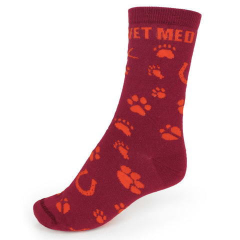 Maroon and Orange Animal Print Vet Med Socks
